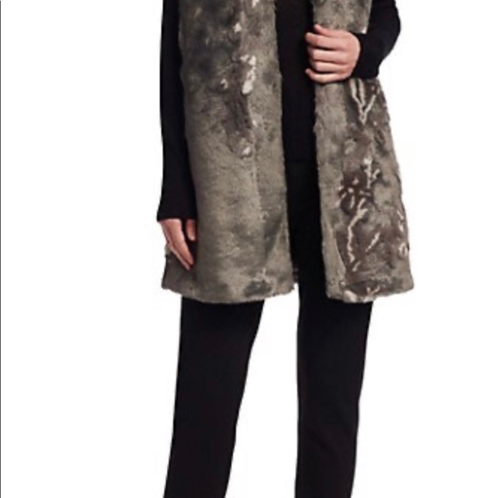 Elie Tahari Marsha Floral Faux Fur Vest size M